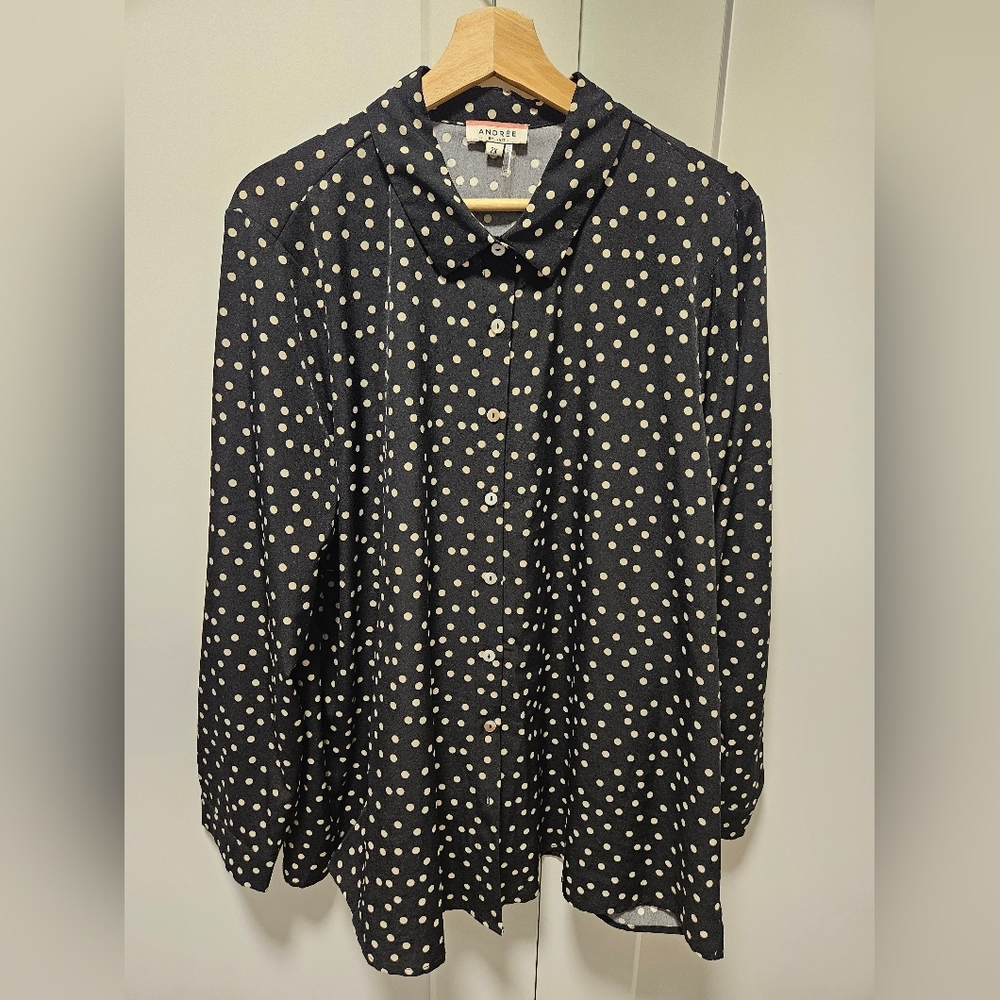 Polka Dot Button Down Blouse